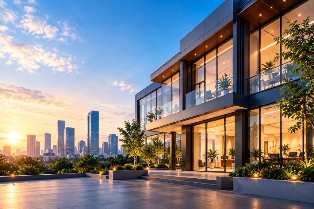 Modern Architecture Building Sunset